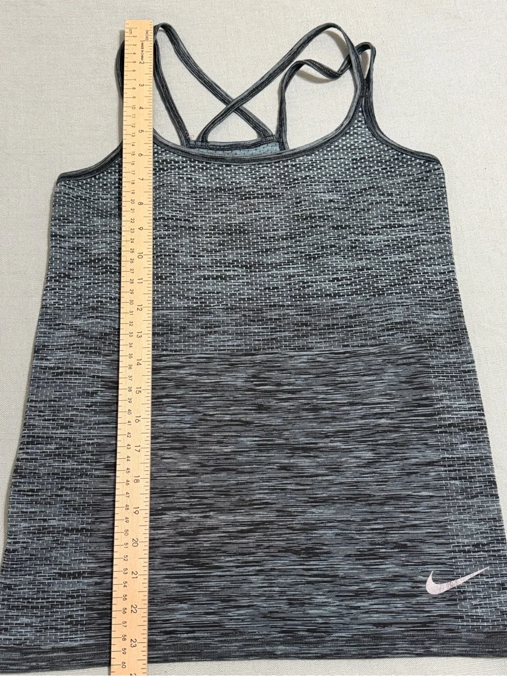 Nike Women's Black/Green Heathered Strappy Tank Top Dri-fit Gym Outdoors